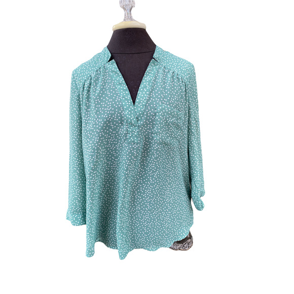 Maurices mint green with polka dots sheer blouse - Picture 1 of 6